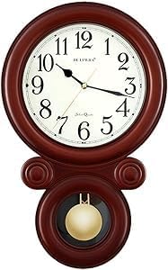 60 Pieces Elegant Wall Clocks with Pendulum (Stylish Wooden Finish Frame – Silent Quartz Movement – Large Numbers – Ideal for Home – Office – and Living Room Décor)