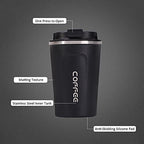 96 Pieces Gray Coffee Mugs with Lid (380ml Double Wall Insulated Stainless Steel Mug – Travel-Friendly – Leak-Proof Coffee Cup for Hot & Cold Beverages – BPA-Free – Spill-Resistant Mug for Office – Home)