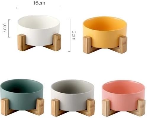 96 Pieces Cat & Dog Ceramic Feeding Bowls with Bamboo Stand (850ml – Assorted Colors)