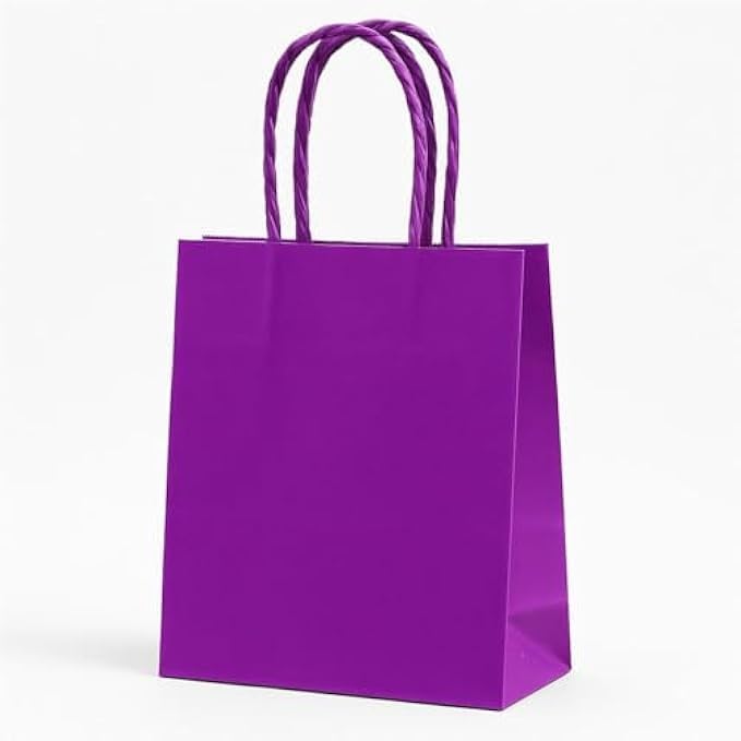 Purple X-Small Paper Bags - Small Purple Paper Treat Bags for Party Favors, Candy, Snacks, Crafts