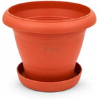 96 Pieces 25 cm Plastic Flower Pots with Saucer (Lightweight Indoor Outdoor Planter – Durable Plant Pot for Home Balcony Garden – Orange)