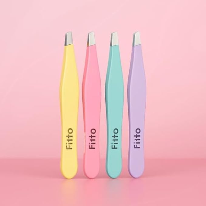 96 Pieces Tweezers Pack of 4 Assorted Colors - Stainless Steel Precision Eyebrow Tweezers for Hair Removal (Beauty & Grooming)