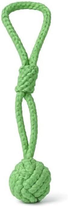 Dog Tug Rope Toy Green 37.5x10 cm - Braided Cotton Pet Tug & Chew Toy for Dogs Puppies, Interactive Tug-of-War, Training and Fetch