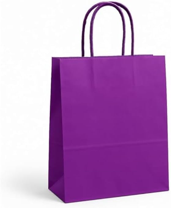 Large Purple Paper Bags with Handles – Recyclable Shopping & Party Favor Bags for Retail, Events, Birthday, Wedding