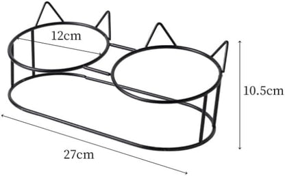 Cat Ceramic Feeding Bowl with Stand – 300ml Capacity – Assorted Colors