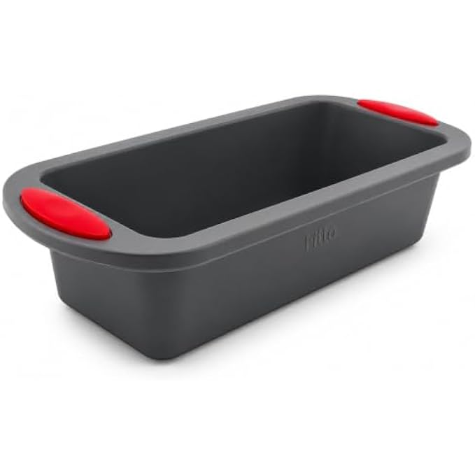 96 Pieces Silicone Loaf Pans with Easy-Grip Handles (Non Stick Flexible Bread Baking Mold – Oven Freezer and Dishwasher Safe 24x10 cm – Dark Grey and Red)
