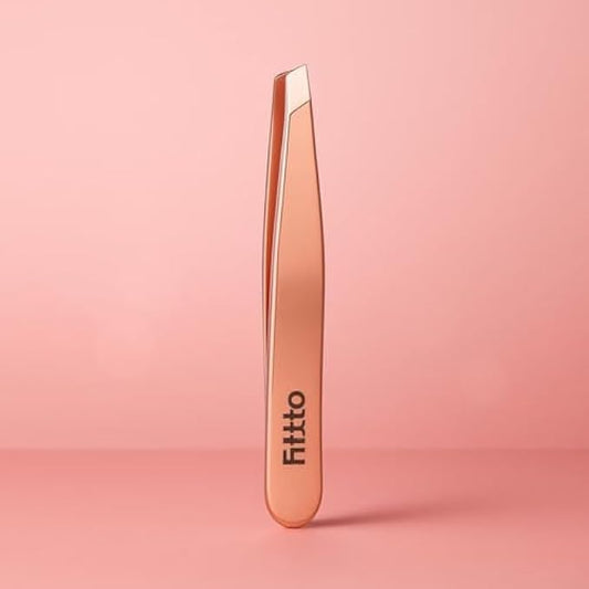 Rose Gold Precision Slant Tweezers, Stainless Steel Eyebrow Tweezers for Hair Removal & Grooming