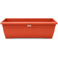 72 Pieces 62 cm Rectangular Plant Pots with Matching Drainage Tray (Durable Lightweight Plastic Planter for Herbs Flowers Indoor Outdoor Balcony Garden – Orange)