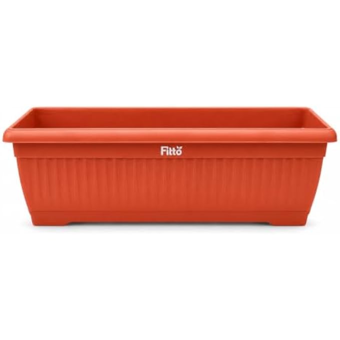 72 Pieces 62 cm Rectangular Plant Pots with Matching Drainage Tray (Durable Lightweight Plastic Planter for Herbs Flowers Indoor Outdoor Balcony Garden – Orange)