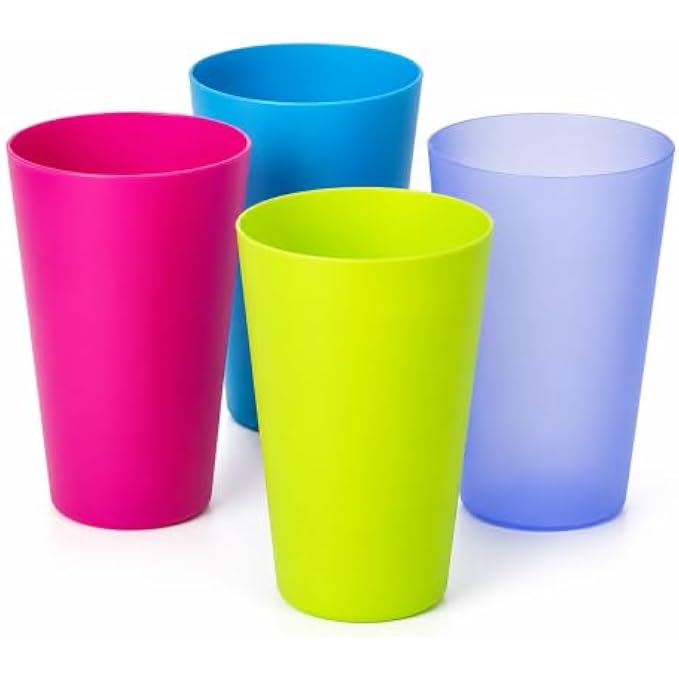 240 Pieces 4 Piece Plastic Tumbler Sets (Reusable Lightweight Drinking Cups – Durable Everyday Cups for Water Juice Milk Picnics Parties Home – Assorted Colors)