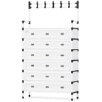 72 Pieces 6 Layer Shoe Racks with Front Doors (Space Saving Shoe Organizer with Top Hooks for Entryway – Bedroom – Closet and Hallway – White and Black)