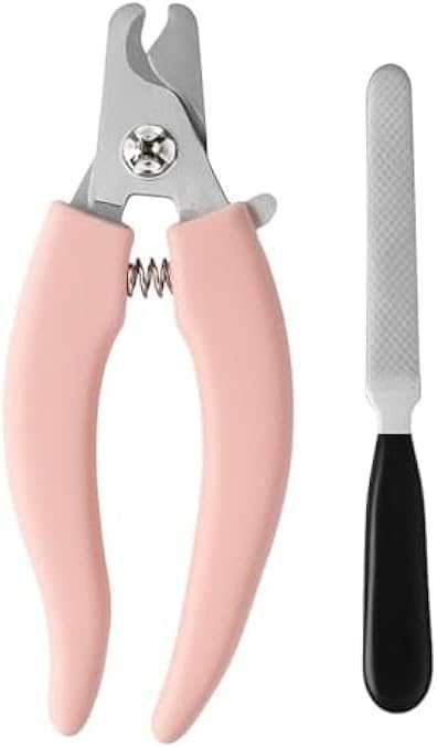 Pet Nail Clipper Pink 13.3x4cm for Dogs Cats – Nail Trimmer with Safety Guard, Stainless Steel Blade, Non-Slip Handle