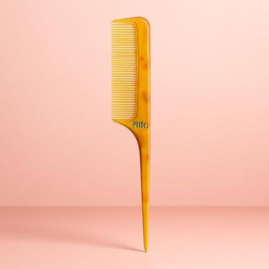 Fine Tail Comb Plastic Yellow - Rat Tail Styling Comb for Hair Sectioning, Backcombing, Teasing & Styling