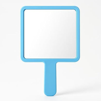 Cosmetic Mirror Square 15.5cm Blue Frame Portable Makeup Mirror for Travel, Vanity, Pocket
