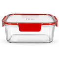 96 Pieces 300ML Glass Food Storage Containers with Airtight Lock Lid (Rectangular Clear Meal Prep Box – Freezer & Dishwasher Safe – Red)