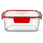 96 Pieces 300ML Glass Food Storage Containers with Airtight Lock Lid (Rectangular Clear Meal Prep Box – Freezer & Dishwasher Safe – Red)