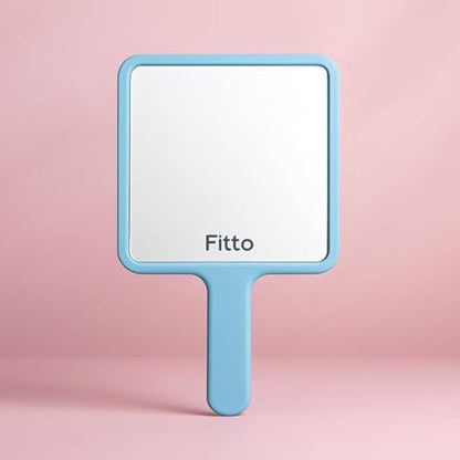 Cosmetic Mirror Square 15.5cm Blue Frame Portable Makeup Mirror for Travel, Vanity, Pocket