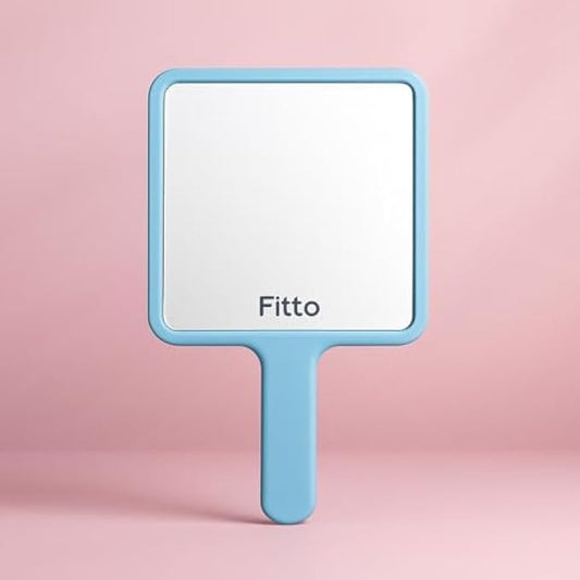 Cosmetic Mirror Square 15.5cm Blue Frame Portable Makeup Mirror for Travel, Vanity, Pocket