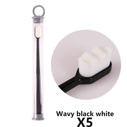 Eco-Friendly Bamboo Toothbrush with Wavy Handle Design