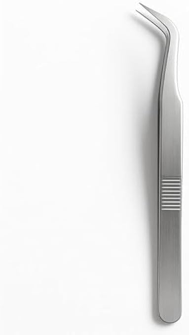 Bent Stainless Steel Tweezers 13 cm - Curved Angled Precision Tweezers for Eyebrow, Beauty, Electronics, Crafts, Medical