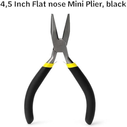 4.5-inch Flat Nose Mini Pliers Black - Small Flat-Nose Pliers for Jewelry Making, Crafts, Electronics & Wire Work