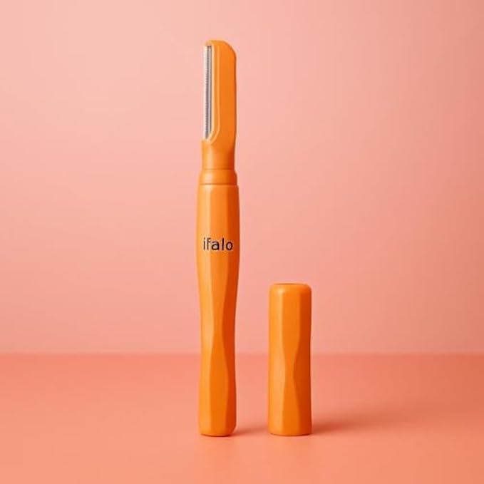 Eyebrow Razor Facial Hair Remover & Shaper - Orange, 15cm - Precision Eyebrow Trimmer Dermaplaning Tool