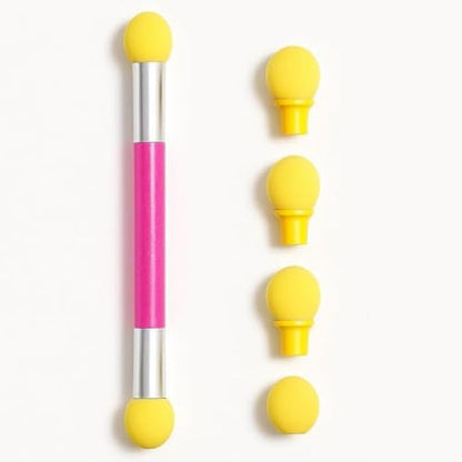 Eyeshadow Applicator with 4 Extra Replacement Tips, Yellow, 15cm Sponge Eye Shadow Applicator