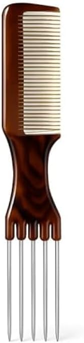 Lifting Back Metal Comb Brown - Teasing Volumizing Backcomb for Hair Styling & Salon Use