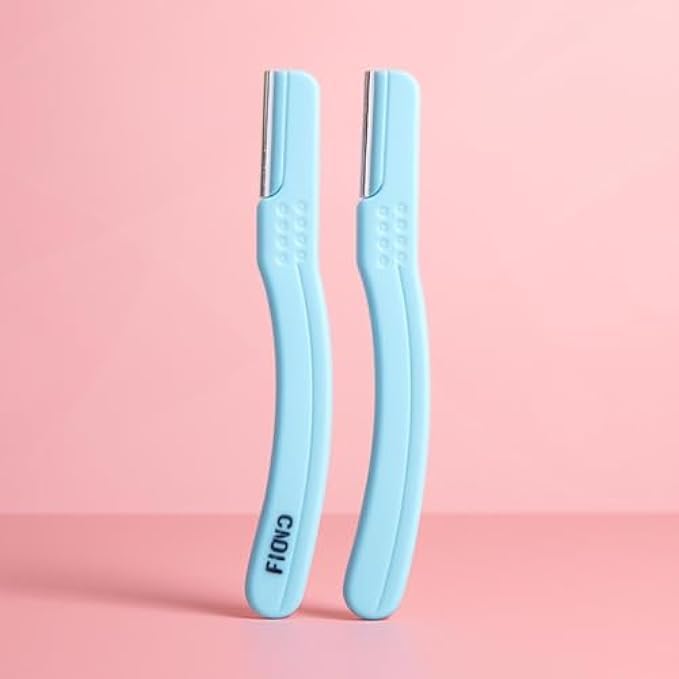 Eyebrow Razor, Blue - Pack of 2 Facial Hair Remover & Brow Shaper for Women, Precision Eyebrow Trimmer and Dermaplaning Tool