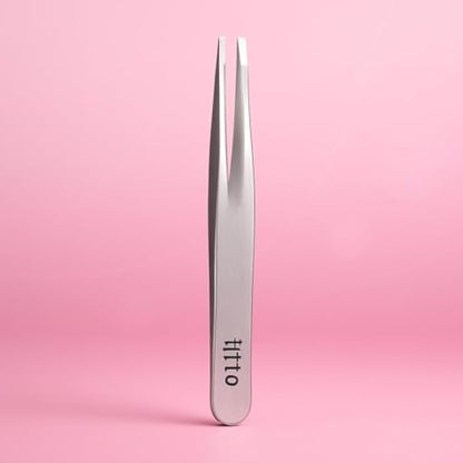 Stainless Steel Tweezer 10cm - Slant Tip Eyebrow Tweezer for Precision Hair Removal & Grooming