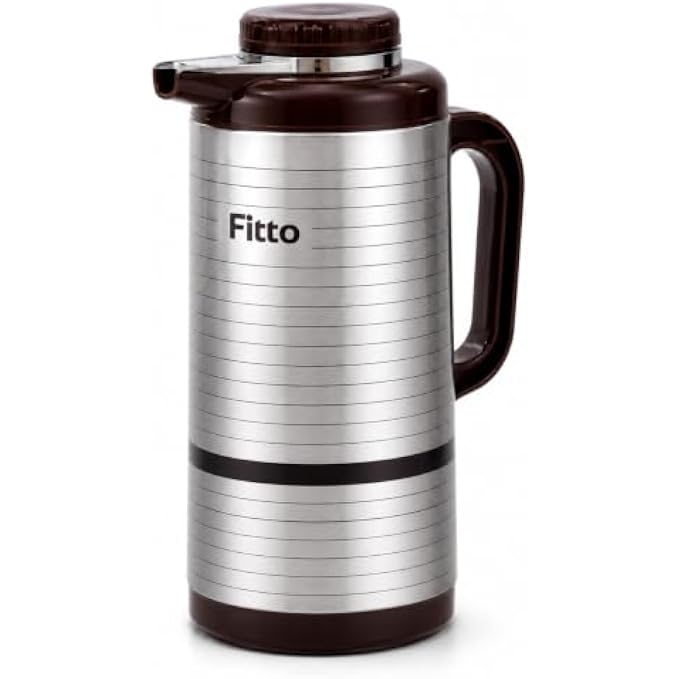 72 Pieces Stainless Steel Insulated Thermal Flasks with Handle and Pour Spout (Leak-Resistant Hot and Cold Beverage Jug for Home – Office and Travel – Silver and Dark Brown)