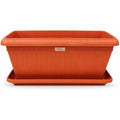 48 Pieces 60 cm Rectangular Plastic Planters with Matching Drainage Tray (Lightweight Indoor Outdoor Plant Pot for Herbs Flowers Balcony Patio Garden – Orange)
