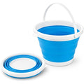 96 Pieces 5L Foldable Buckets (Collapsible Space Saving Bucket with Handle for Bathroom – Kitchen – Laundry – Travel and Cleaning – Blue and White)