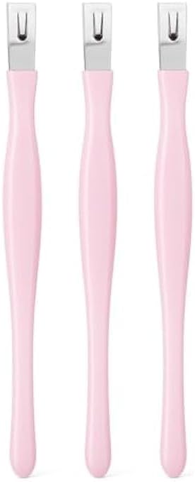 Cuticle Knife Set of 3 Pink - Nail Cuticle Remover & Trimmer, Stainless Steel Manicure Pedicure Tool, Cuticle Pusher Knife for Nail Care