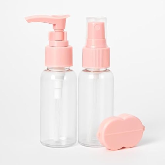 Pink Travel Bottle Set - Leakproof Refillable Silicone Toiletry Bottles for Travel Shampoo Conditioner Lotion Sunscreen