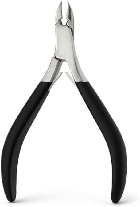 Cuticle Nipper Black Handle - Stainless Steel Manicure Cuticle Trimmer Clipper for Nail Care, Ingrown Nail Cutter, Professional Pedicure Tool