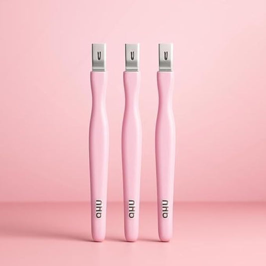 Cuticle Knife Set of 3 Pink - Nail Cuticle Remover & Trimmer, Stainless Steel Manicure Pedicure Tool, Cuticle Pusher Knife for Nail Care