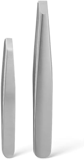 96 Pieces Stainless Steel Tweezer Set 2-Pack - Slant & Point Precision Tweezers for Eyebrow Shaping (Hair Removal – Ingrown Hair – Beauty Grooming)