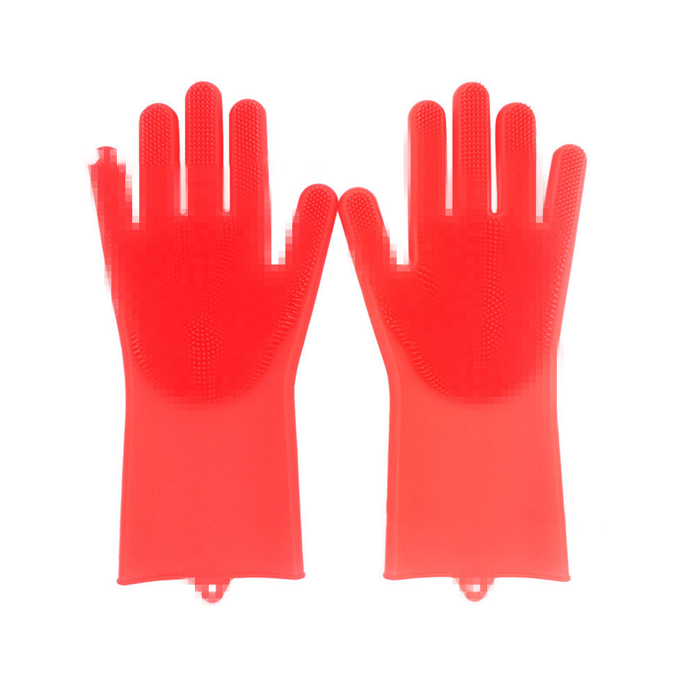 Eco-Friendly Silicone Cleaning Gloves with Scrubbing Bristles