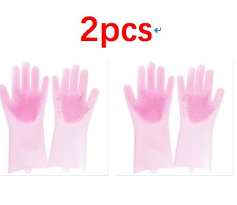 Eco-Friendly Silicone Cleaning Gloves with Scrubbing Bristles