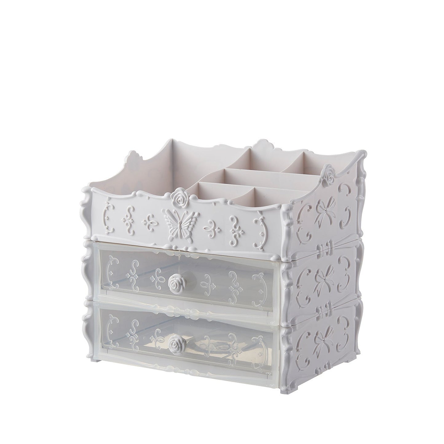 Pink Rectangular Cosmetic Organizer with Drawers for Clutter-Free Spaces