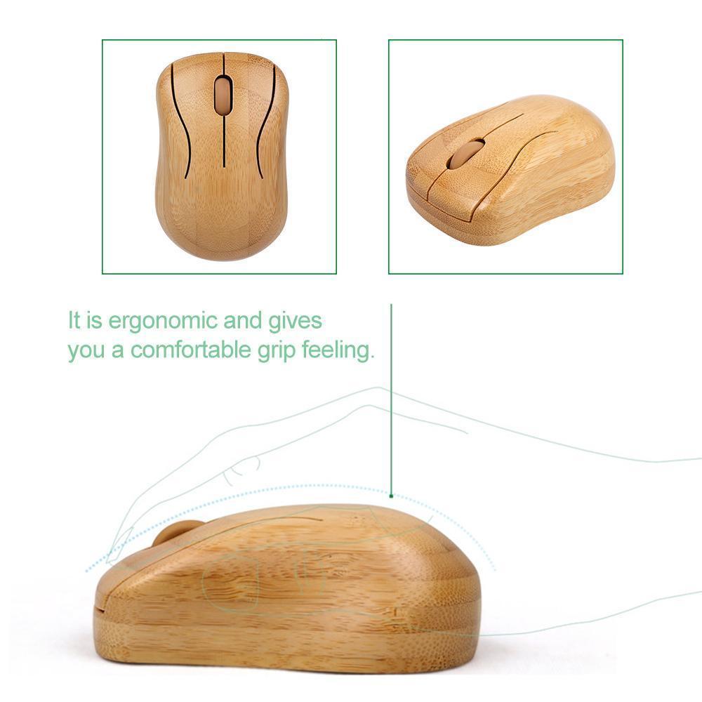 Eco-Friendly Bamboo Wireless Keyboard and Mouse Set