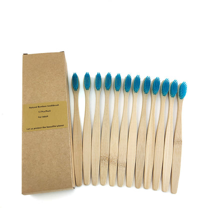 Eco-Friendly Bamboo Toothbrush 12-Pack with Biodegradable Handle