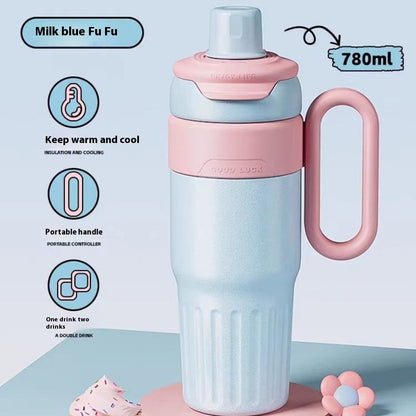 Eco-Friendly Reusable Water Bottle with Handle - 780ml Yellow & Blue
