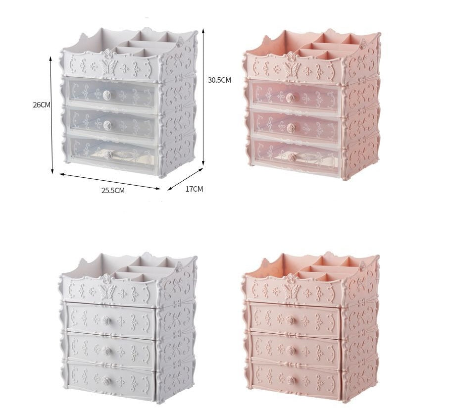 Pink Rectangular Cosmetic Organizer with Drawers for Clutter-Free Spaces
