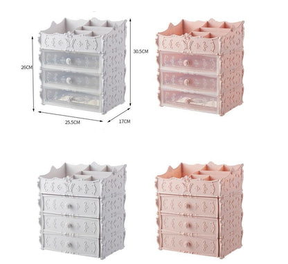 Pink Rectangular Cosmetic Organizer with Drawers for Clutter-Free Spaces