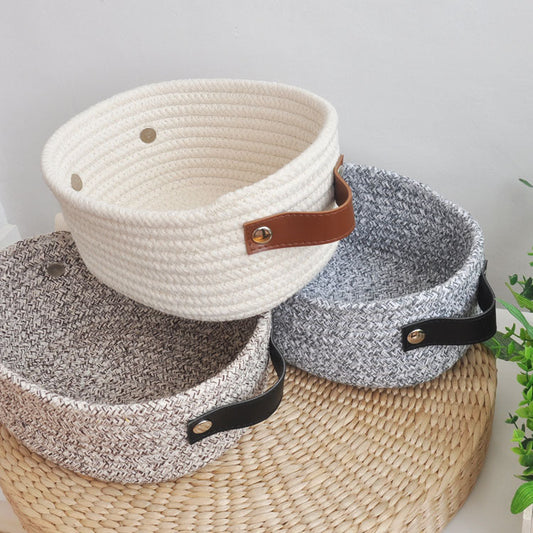 Eco-Friendly Woven Fabric Storage Baskets in Cream, Gray, and Black