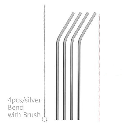 Eco-Friendly Reusable Metal Straws - Assorted Colors, Stainless Steel