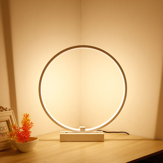 Energy-Efficient Circular LED Table Lamp with Rectangular Base