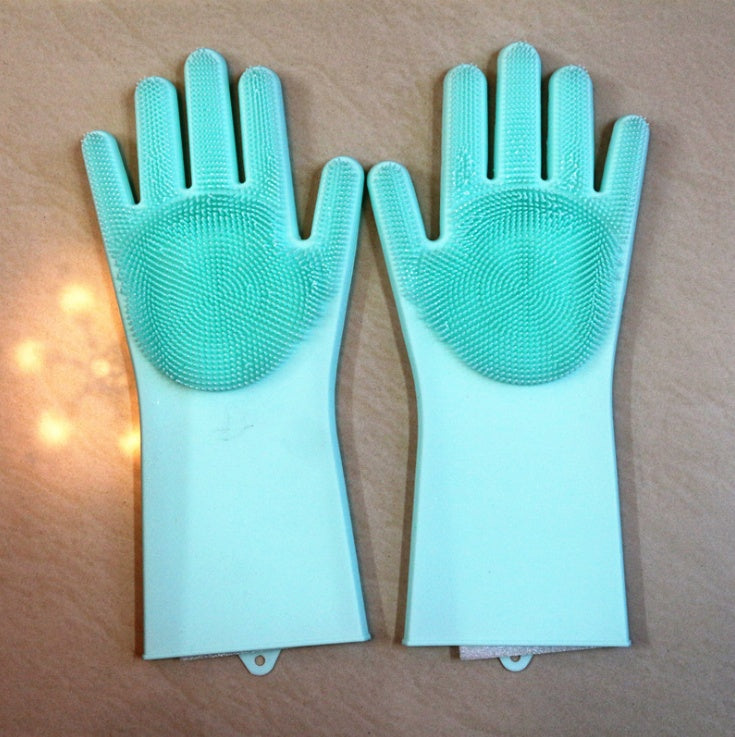 Eco-Friendly Silicone Cleaning Gloves with Scrubbing Bristles
